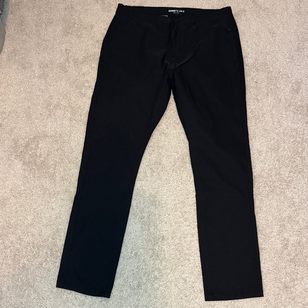 Kenneth Cole Stretch Twill Regular Fit Flex Waistband Black Chino Pants 36x32